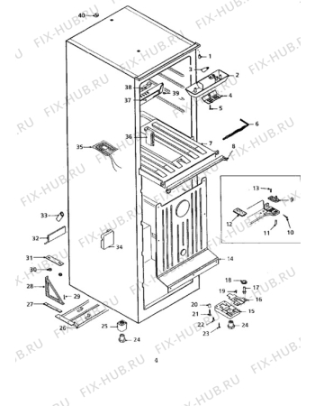 Взрыв-схема холодильника Electrolux ER2650B - Схема узла Cabinet + furniture (extra)