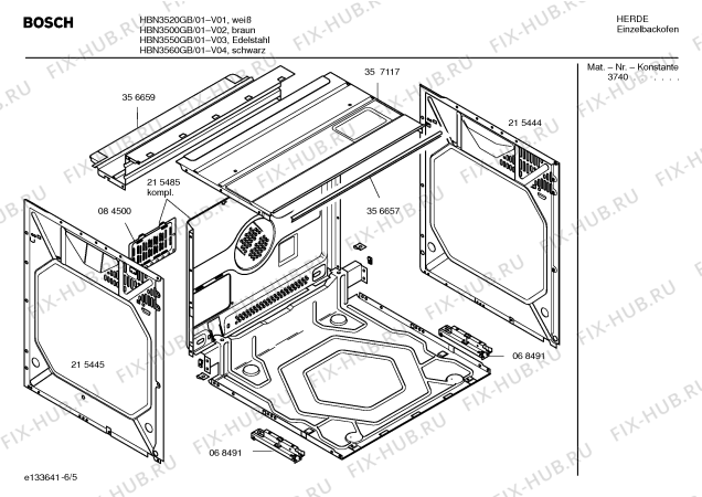Взрыв-схема плиты (духовки) Bosch HBN3500GB - Схема узла 05