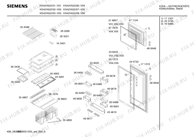 Схема №2 KS39V622 с изображением Инструкция по эксплуатации для холодильника Siemens 00586817