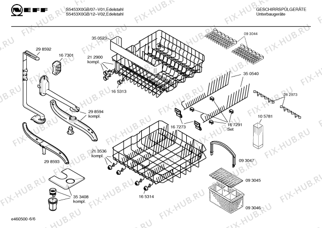 Взрыв-схема посудомоечной машины Neff S5453X0GB - Схема узла 06