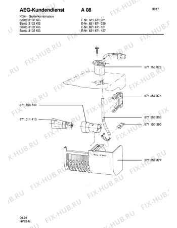 Взрыв-схема холодильника Aeg S3102KG - Схема узла Internal parts refrigerator