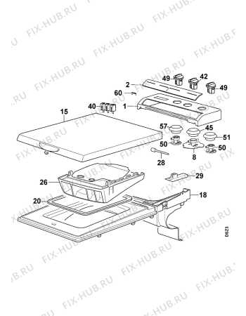Взрыв-схема стиральной машины Rex RL8T - Схема узла Control panel and lid