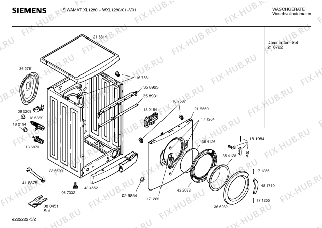 Схема №1 WXL1280 SIWAMAT XL 1280 с изображением Таблица программ для стиралки Siemens 00587159