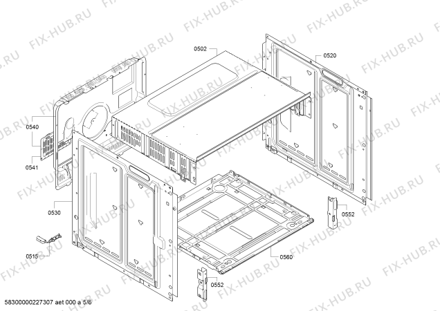 Взрыв-схема плиты (духовки) Siemens HB010FBV1S - Схема узла 05