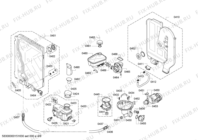 Взрыв-схема посудомоечной машины Bosch SMS69T08II - Схема узла 04