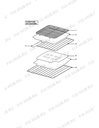 Взрыв-схема плиты (духовки) Electrolux EDB710X - Схема узла H10 Furniture