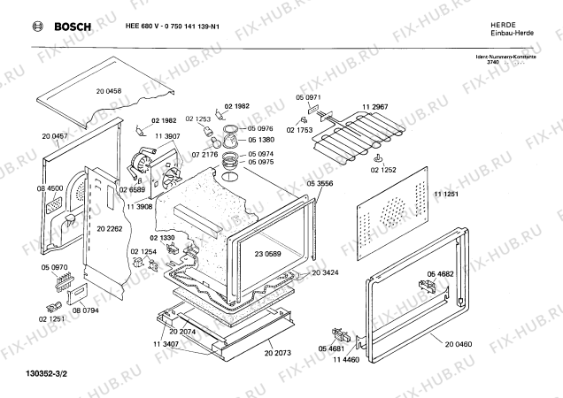 Взрыв-схема плиты (духовки) Bosch 0750141139 HEE680V - Схема узла 02