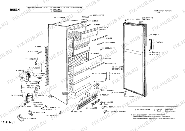 Схема №1 0705304246 GS2031 с изображением Контейнер для холодильной камеры Bosch 00123338