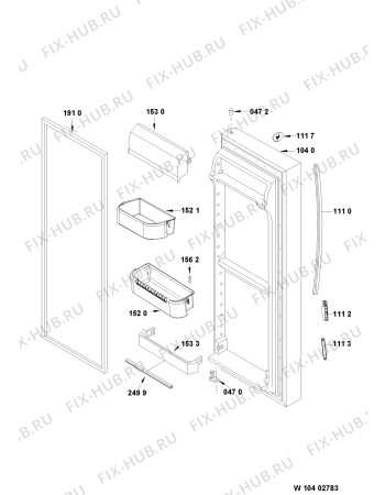 Схема №2 20RW-D1L A+ с изображением Дверка для холодильной камеры Whirlpool 480132101605
