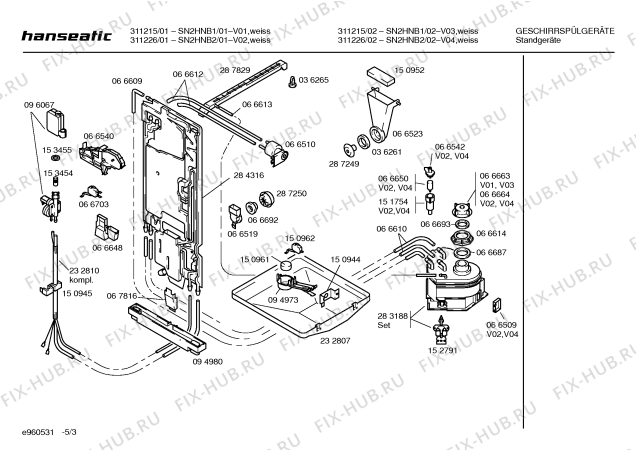 Взрыв-схема посудомоечной машины Hanseatic SN2HNB1 - Схема узла 03