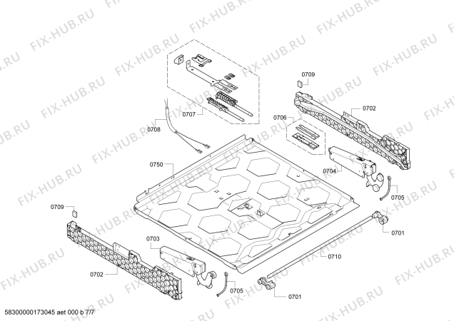 Взрыв-схема плиты (духовки) Neff B46C74N3AU - Схема узла 07
