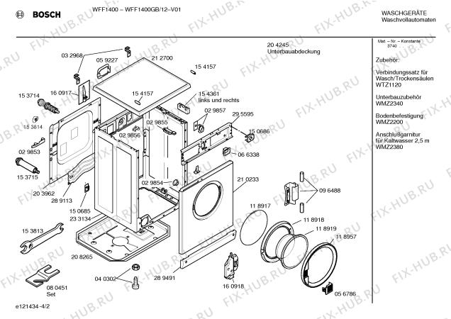 Взрыв-схема стиральной машины Bosch WFF1400GB WFF1400 - Схема узла 02