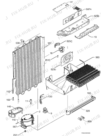 Взрыв-схема холодильника Aeg Electrolux A75210GA - Схема узла Cooling system 017