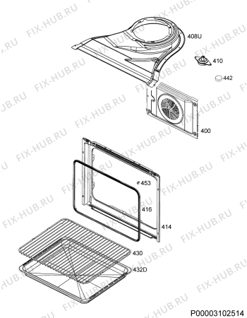 Взрыв-схема плиты (духовки) Faure FOP37902XU - Схема узла Oven