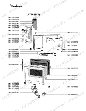 Взрыв-схема микроволновой печи Moulinex AY762B(0) - Схема узла 1P002304.1P2