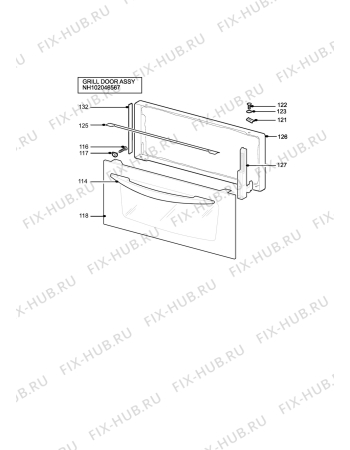 Взрыв-схема плиты (духовки) Electrolux EOG900SVN - Схема узла H10 Grill door assy