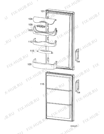 Взрыв-схема холодильника Elektro Helios KF3013 - Схема узла Door 003