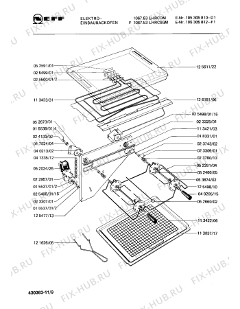 Схема №1 195305810 1067.53LHRCDM с изображением Уплотнитель для плиты (духовки) Bosch 00083338