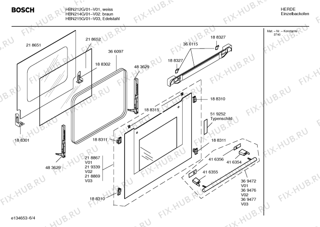 Взрыв-схема плиты (духовки) Bosch HBN212G - Схема узла 04