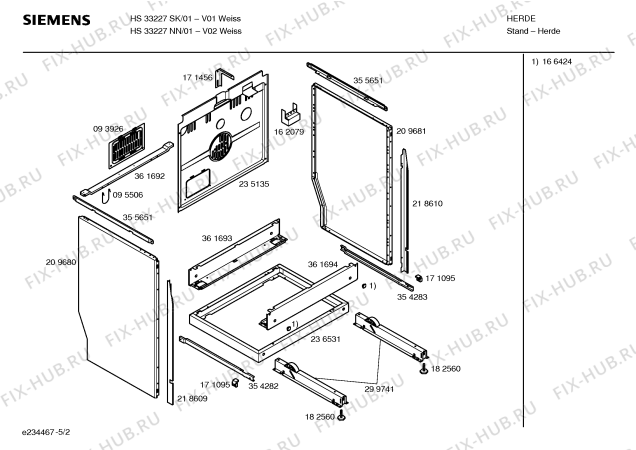 Схема №1 HL53227SC с изображением Ручка управления духовкой для плиты (духовки) Siemens 00417785