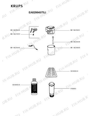 Взрыв-схема кофеварки (кофемашины) Krups EA829840/70J - Схема узла BP005264.3P4