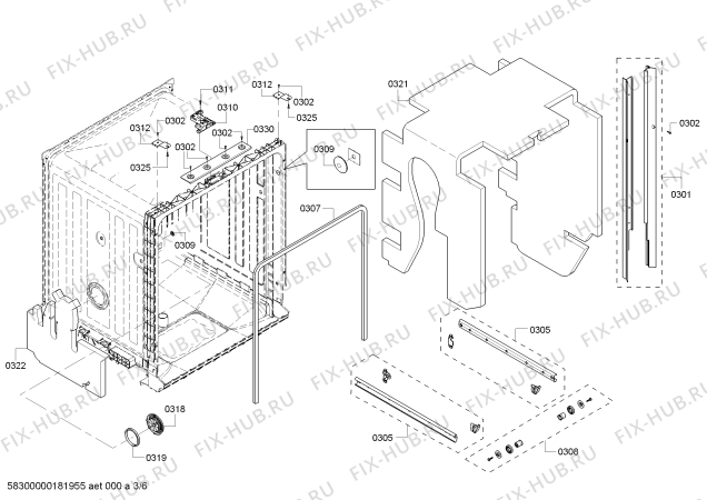 Схема №1 SHX2AR55UC Ascenta с изображением Регулировочный узел для посудомойки Bosch 00745727