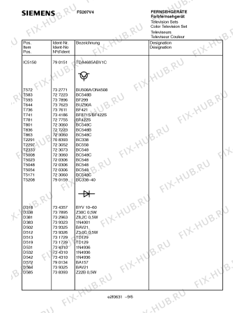 Схема №3 FS207V4 с изображением Кнопка для телевизора Siemens 00791699