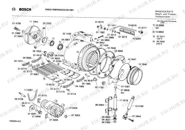 Взрыв-схема стиральной машины Bosch WMV693235 V6932 - Схема узла 03