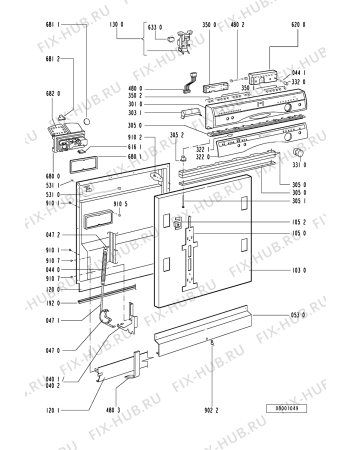 Схема №1 ADG 955/3 IXM с изображением Обшивка для посудомоечной машины Whirlpool 481245370256