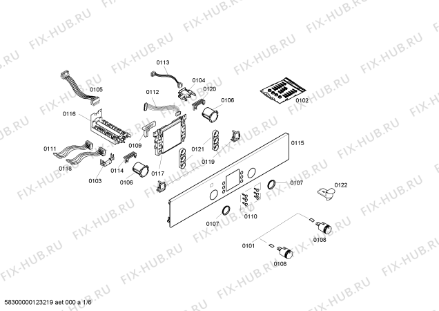 Схема №1 HEN734540 с изображением Индикатор для плиты (духовки) Bosch 00491449