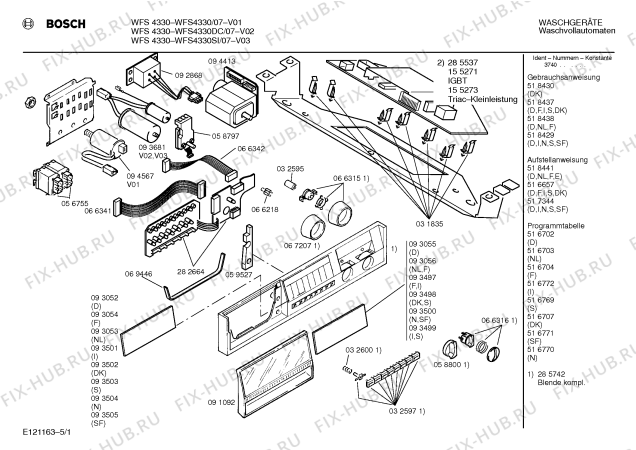 Схема №2 WFS4330SI WFS4330 с изображением Таблица программ для стиралки Bosch 00516769