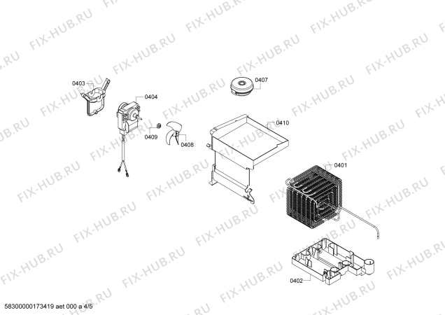 Взрыв-схема холодильника Bosch KGN56AW25N - Схема узла 04