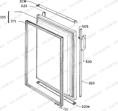 Взрыв-схема холодильника Rex RV1300PR - Схема узла Door 003