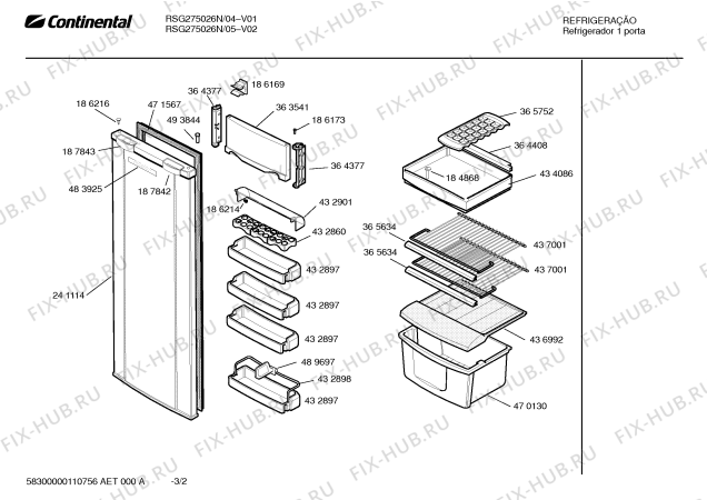 Схема №1 RSG275026N CONTINENTAL с изображением Дверь для холодильной камеры Bosch 00241114