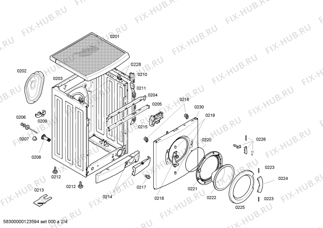 Взрыв-схема стиральной машины Siemens WM12E43XEP - Схема узла 02