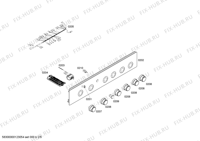 Взрыв-схема плиты (духовки) Bosch HSV422020E - Схема узла 02