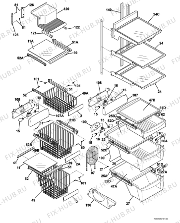 Взрыв-схема холодильника Electrolux ENL6298X3 - Схема узла C10 Cabinet/Interior