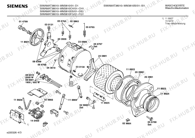 Схема №1 WM38010DS SIWAMAT PLUS 3801 с изображением Модуль управления мотором для стиральной машины Siemens 00118927