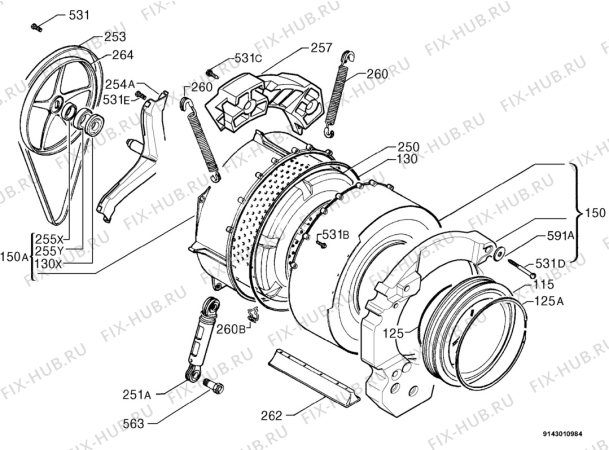 Взрыв-схема стиральной машины Marijnen CMFFLORIJN - Схема узла Functional parts 267