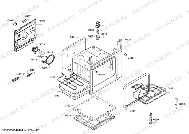Взрыв-схема плиты (духовки) Siemens HC744540 - Схема узла 04