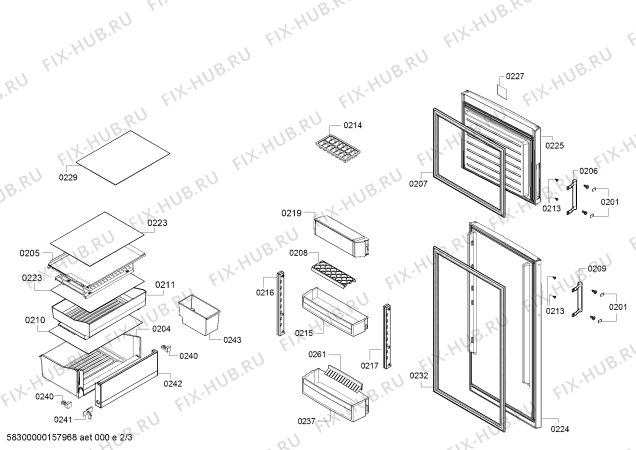 Схема №1 KDE33AL40 с изображением Дверь морозильной камеры для холодильной камеры Bosch 00686757