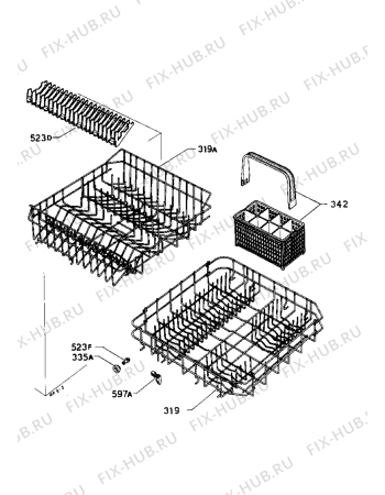 Взрыв-схема посудомоечной машины Zanussi ZW1520 - Схема узла Baskets, tubes 061