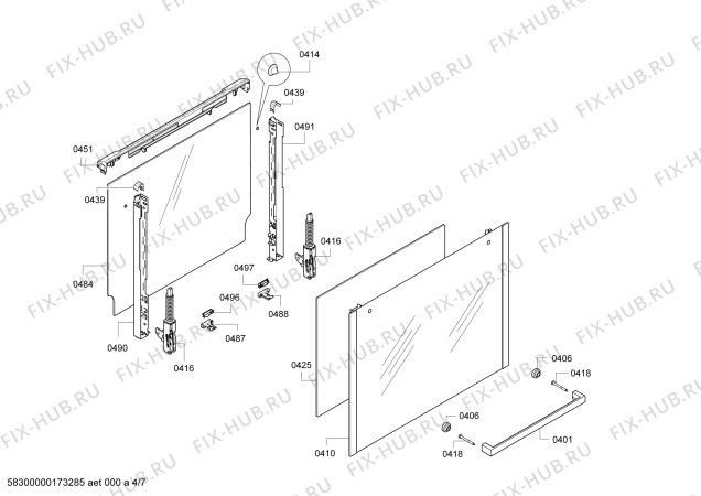 Взрыв-схема плиты (духовки) Bosch HSE741124G - Схема узла 04