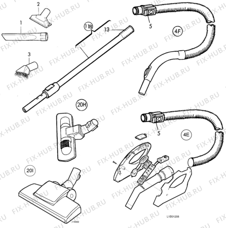 Взрыв-схема пылесоса Electrolux Z5128 - Схема узла L10 Hose B