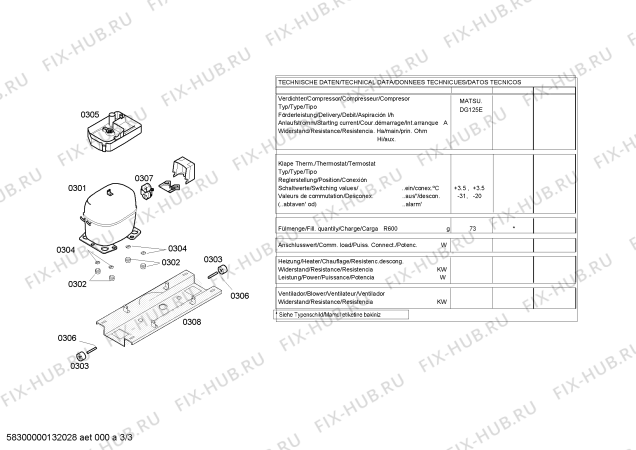 Взрыв-схема холодильника Bosch KGV33X43 - Схема узла 03