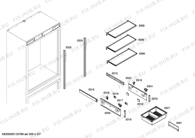Схема №1 CIB30MIIR1 KF 1801 VI с изображением Цокольная панель для холодильника Bosch 00246307