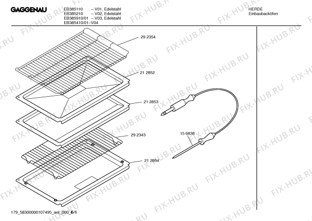 Взрыв-схема плиты (духовки) Gaggenau EB385910 - Схема узла 06