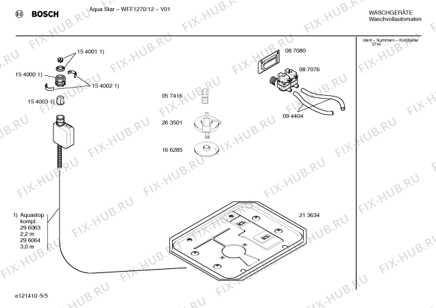 Взрыв-схема стиральной машины Bosch WFF1270, Aqua Star - Схема узла 05