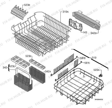 Взрыв-схема посудомоечной машины Zanussi Electrolux ZSF6160 - Схема узла Basket 160