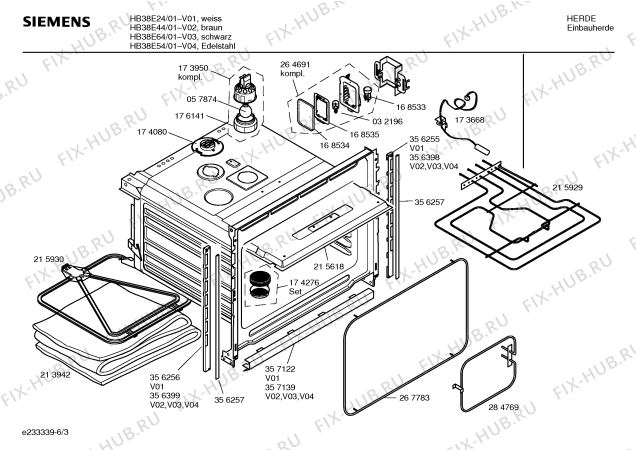 Схема №1 HB38E44 с изображением Инструкция по эксплуатации для плиты (духовки) Siemens 00526089